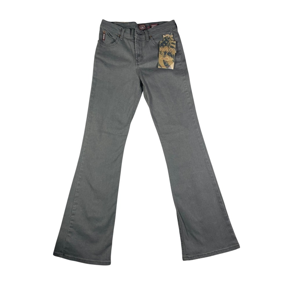 Bongo Bootcut Jeans Womens 7 Gray Denim Cotton Stretch Dark Wash Mid Rise Casual